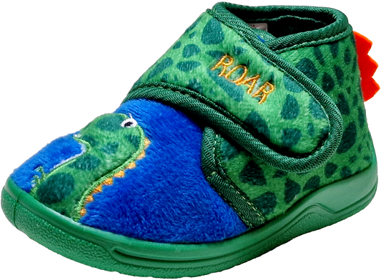 Kinderhausschuhe Dino grün/blau