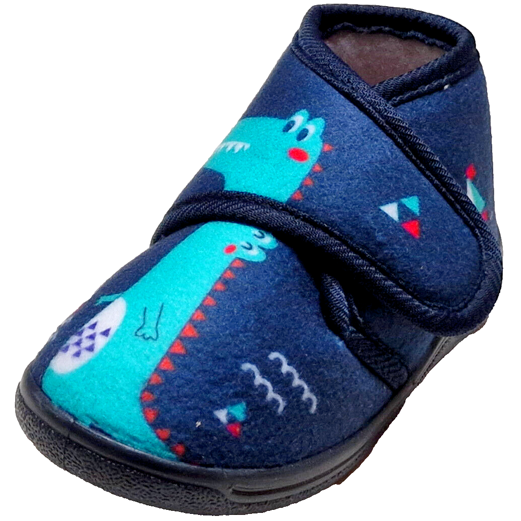 Kinderhausschuhe Dino dunkelblau