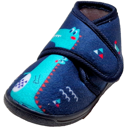 Kinderhausschuhe Dino dunkelblau