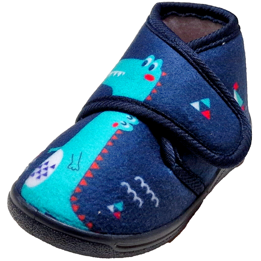 Kinderhausschuhe Dino dunkelblau