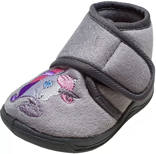 Kinderhausschuhe Einhorn grau